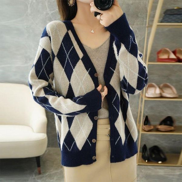 

women's knits & tees spring korean knitted v-neck cardigan loose sweater, White