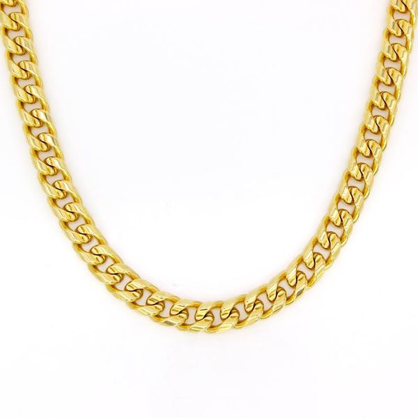 

chains real 10k yellow gold filled miami cuban chain necklace 24" inch custom box lock men 10mm width 5mm thickness heavy, Silver