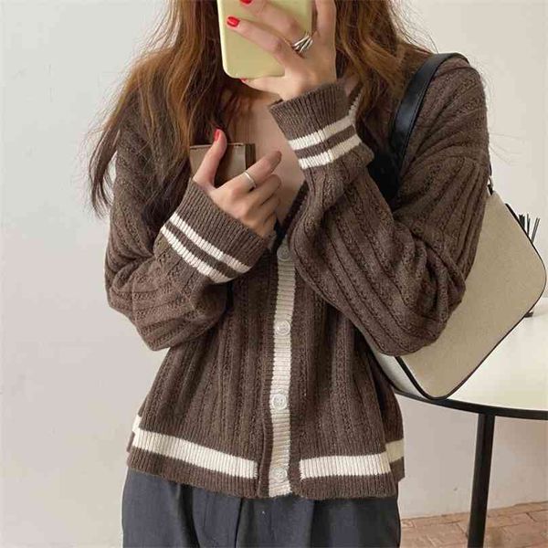 

preppy style chic sweet fashion sweaters cute casual women all match knitted loose streetwear warm coats 210525, White;black