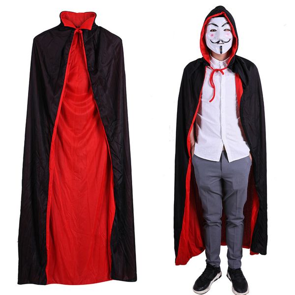

stage carnival halloween cape double red black death devil children men's and women's dance party, Black;red