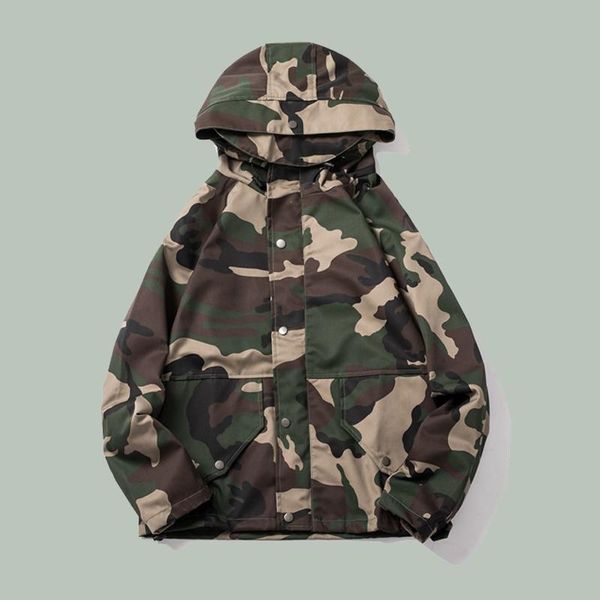 

hip hop retro camouflage jacket men sports hooded streetwear movement coat 2021 harajuku couple oversize bomber jackets men's, Black;brown