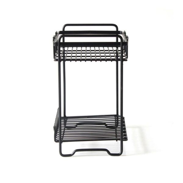 

hooks & rails wrought iron storage rack multi-storey shelf for kitchen bathroom bedroom balcony(black)