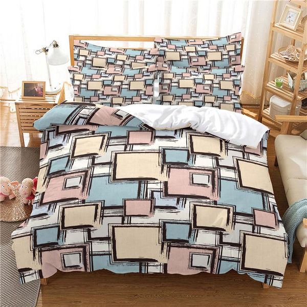 

bedding sets color printed plaid duvet cover set 3d digital printing bed linen fashion design comforter