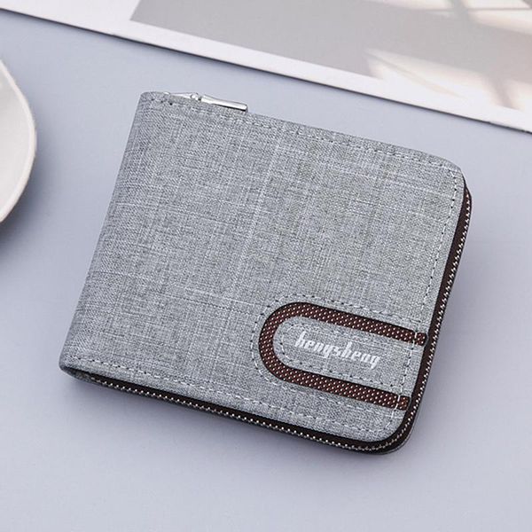 

wallets casual men's short wallet canvas solide men zipper vintage male purse coin pouch multi-functional cards, Red;black