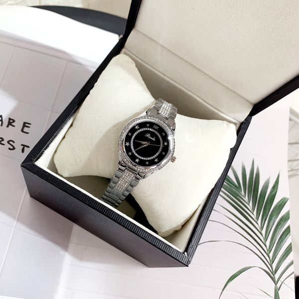 

high grade diamond inlaid womens watch small dial with delicate temperament simple trend waterproof quartz delivery, Slivery;brown