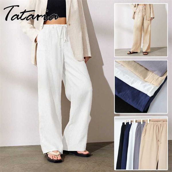 

women's cotton pants gray high waisted harem loose soft elastic waist white summer pants blue casual trousers for female 211112, Black;white