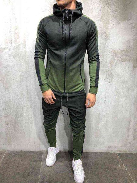 

zogaa men's sportswear two piece set mens casual hooded sports wear men's tracksuit training sweat suit men track suit -3xl g1217, Gray