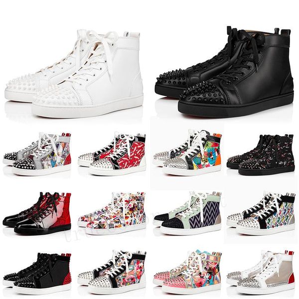 

luxury fashion christians brand red bottoms casual spike shoes luxurys women mens designer trainers studded leather loafers rivet black whit