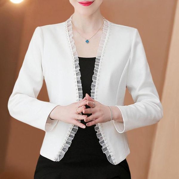 

women's suits & blazers fashion beaded blazer women spring summer ol long sleeve cardigan slim suit jacket plus size 4xl s1183, White;black
