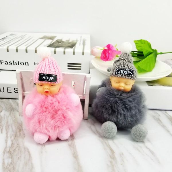 

keychains baby fluffy ball keychain pom poms key chains decorative pendants for women kids bags car accessories wedding gifts, Silver
