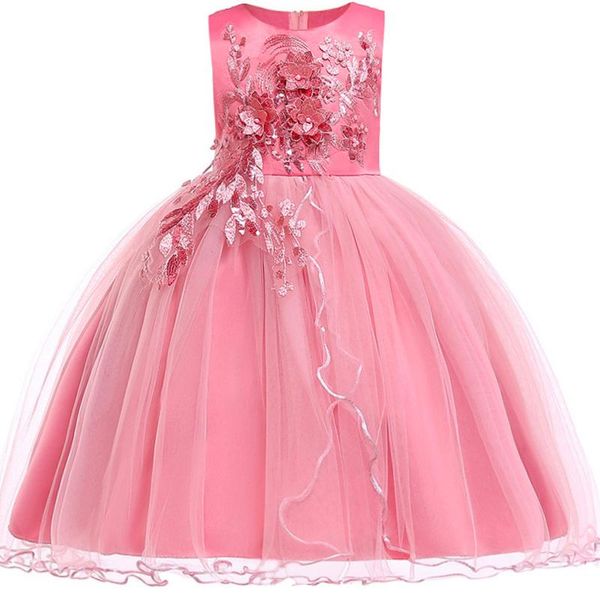 

girl's dresses summer girls princess dress kids elegant sequined flowers party anniversaire enfant for robe fille, Red;yellow