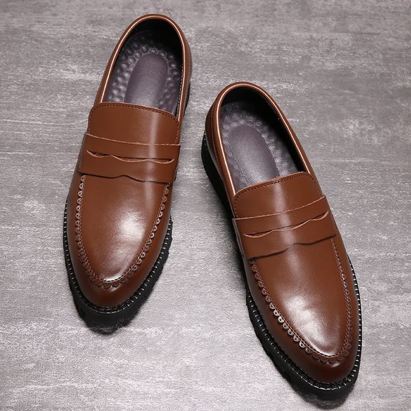 

2022 split leather dress men shoes leisure business wedding formal oxfords shoes for men, Black