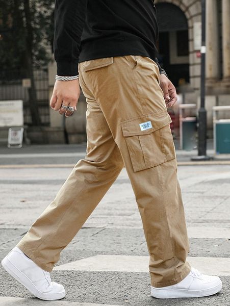 

men letter patched cargo pants m22g#, Black