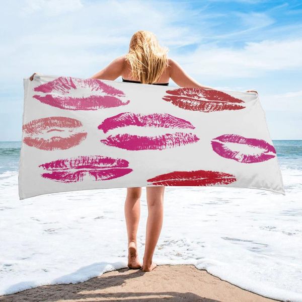 

towel red lip print bath camping bathroom accessories face microfiber beach