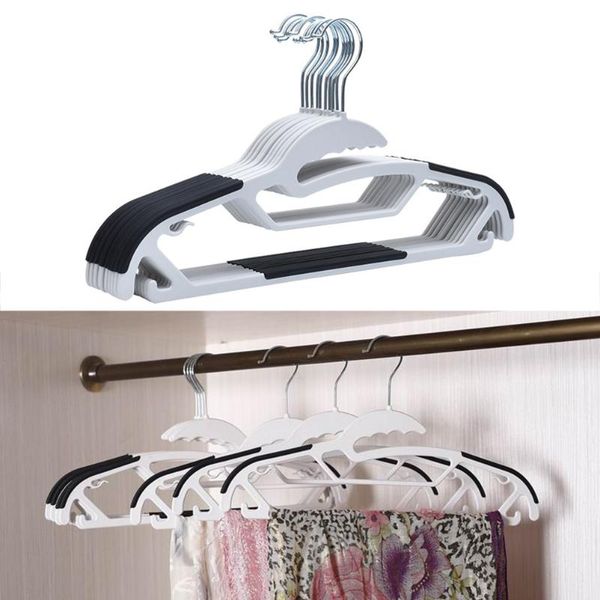 

hangers & racks 10pcs durable slim heavy duty non coat clothes hook plastic hangers(black)
