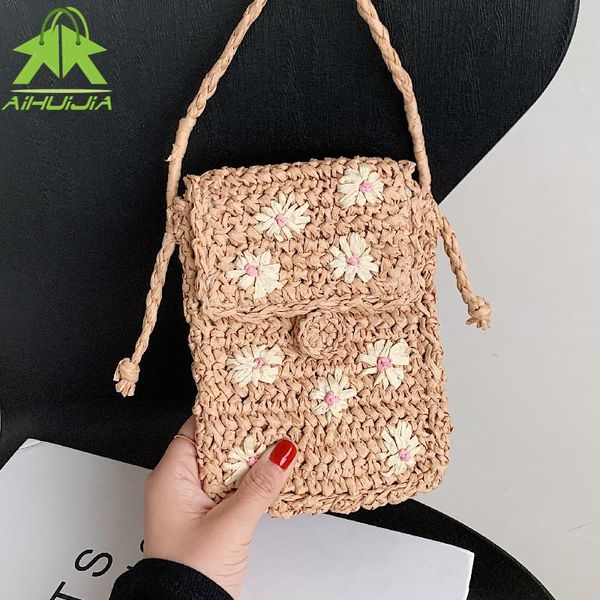 

evening bags fashion mini straw women messenger hollow out woven single shoulder bag 2021 summer bohemia beach travel handbag
