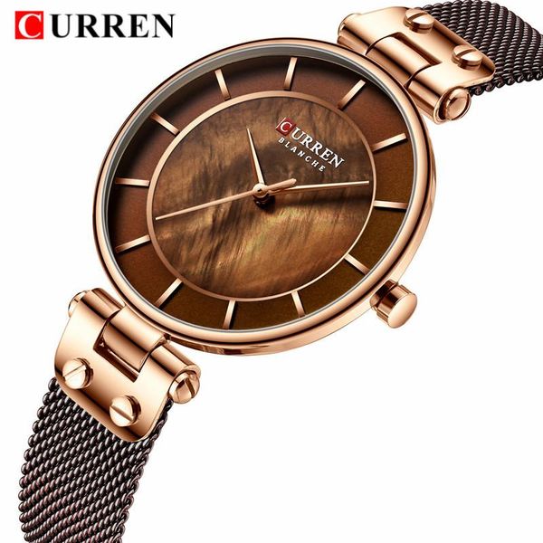 

wristwatches curren 9056 woman watches rose gold watch women quartz waterproof women's wristwatch bracelet ladies, Slivery;brown
