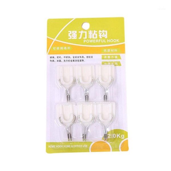 

hooks & rails 6pcs plastic hook white coat kitchen bathroom door behind the tile small wall mounted clothes drying rack