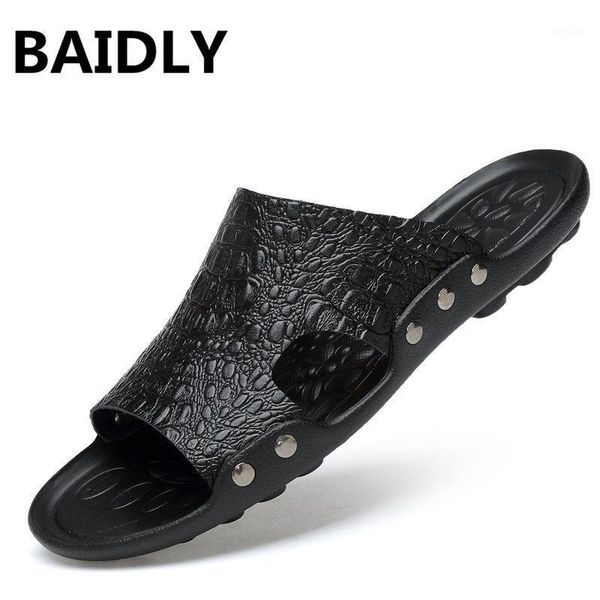 

arrival summer men flip flops beach sandals non-slip male slippers zapatos hombre casual shoes1, Black