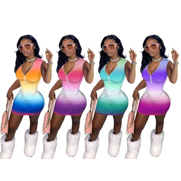 

casual dresses bodycon dress for women gradient summer 2021 tie-dye print sleeveless open chest urban street night party club sweet, Black;gray