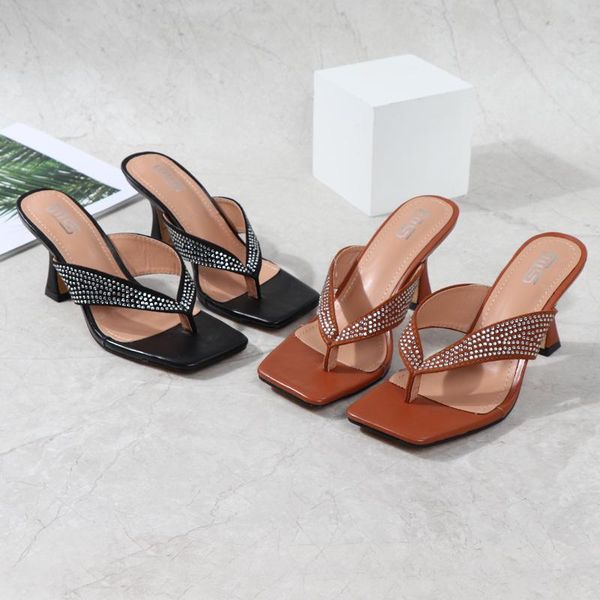 

slippers rubber flip flops thin heels med hawaiian pu fabric, Black