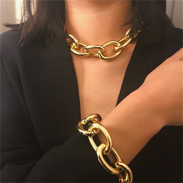 

exaggerated cuban thick chain choker necklaces for women fashion vintage jewelry statement necklace collier female ps0757 416 q2, Golden;silver