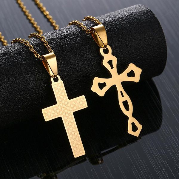 

chains korean titanium steel cross necklace for men and women, Silver