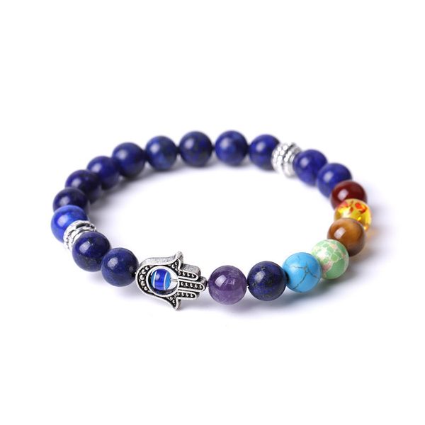 

eye seven pulse wheel yoga energy stone bracelet amorphite tiger eye hand string, Black