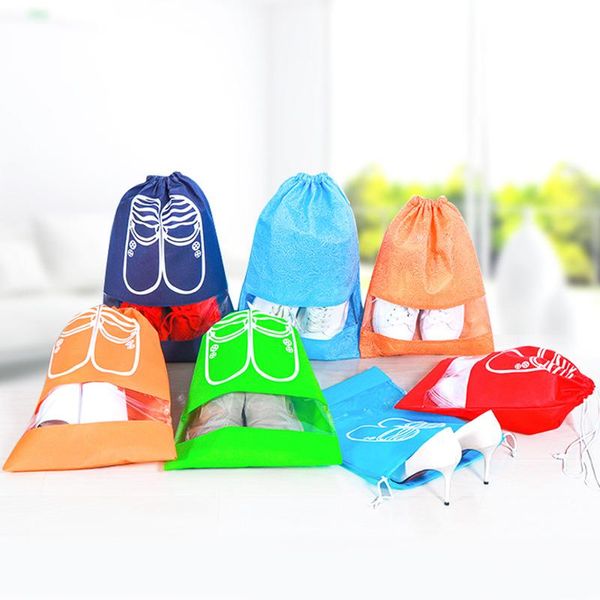 

storage bags 1pcs shoes bag travel beam mouth non-woven transparent dust shoe