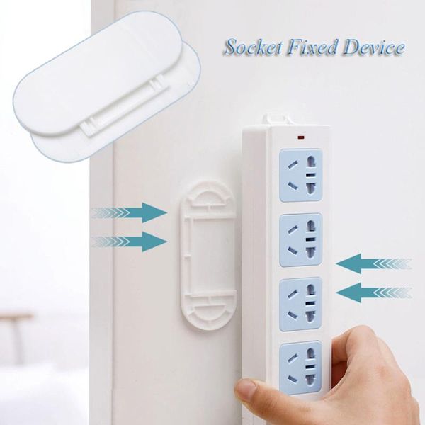 

hooks & rails 1 sets wall socket holder adhesive storage non-marking plug-in row without punching desk accessories organize