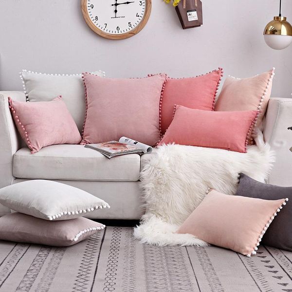 

cushion/decorative pillow cover colorful wool ball lace suede cushion covers decorative