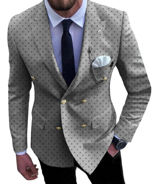 

grey men suits 2 pieces tuxedos slim fit double breasted notched lapel v neck groomsmen for wedding 2021(blazer+pants) men's & blazers, White;black