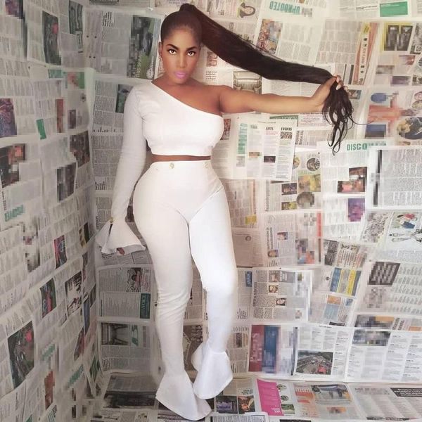 

two piece dress retrieve women a shoulder training suit delicious set casual flare mourn crop ruffle bodycon sweatsuit broek pak, White