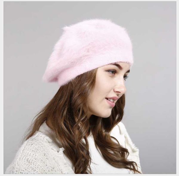 berets hair hat korean pure beret plush women's casual versatile artist bud, Blue;gray