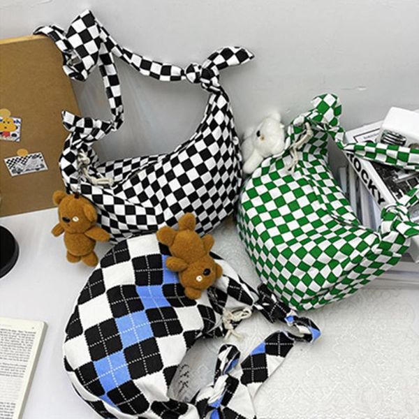 

evening bags vintage checker design shoulder bag casual ladies large capacity handbags nylon all match stylish messenger