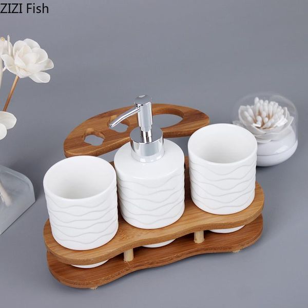 

creativity bamboo frame bathroom kit four-piece suit mouthwash cup soap dispenser set northern europe home accessories bath accessory
