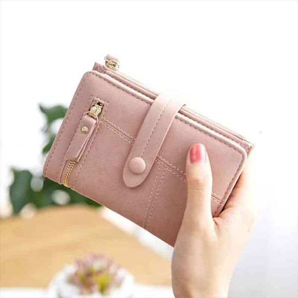 

womens leather small wallet fashion lady long solid coin pocket purse clutch bag, Red;black