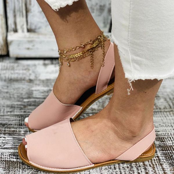 

women sandals peep toe flat shoes pu leather sewing back strap woman female footwear summer casual soft ladies, Black