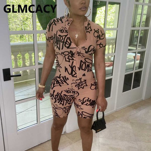 

short sleeve letter printed casual slim romper playsuit 210702, Black;white