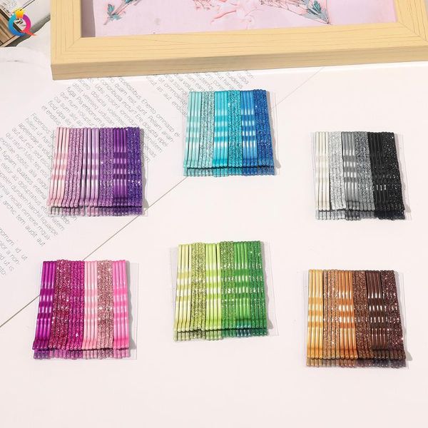 

hair accessories 24pcs color tone for women lady girls glitter bobby pins invisible wave hairgrip barrette clips qy123013, Slivery;white