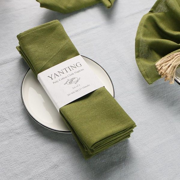 

set of 12 pack 45x45cm durable cloth napkins poly cotton fabric weaving reusable dinner table kitchen dining wedding decoration napkin