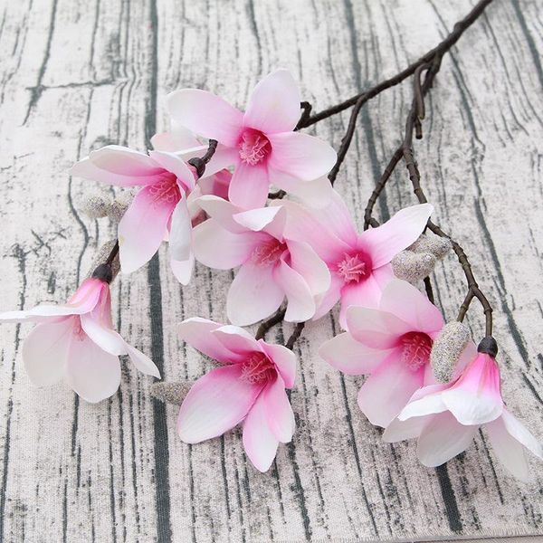 

70cm height artificial flower 9 heads magnolia fake wedding party christmas home decoration wall diy decorative flowers & wreaths
