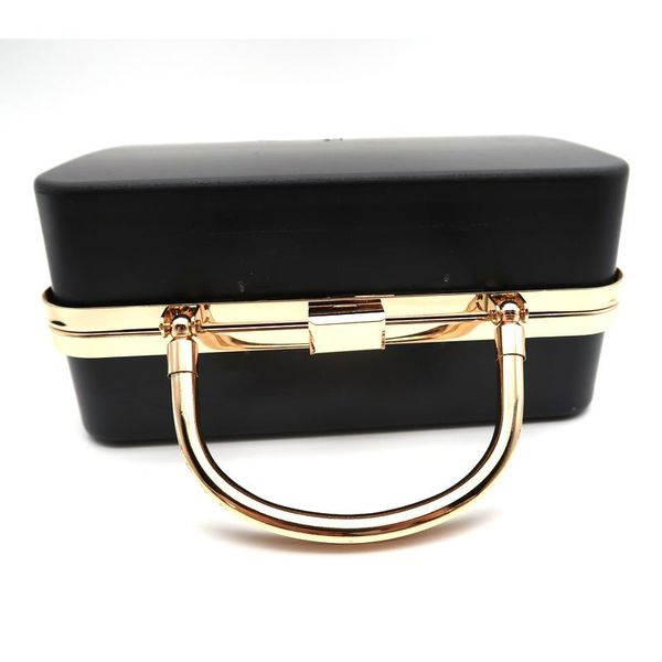 

bag parts & accessories custom made light gold square lock head metal frame plastic box for purse 8.4 x 5.2 inches, Black