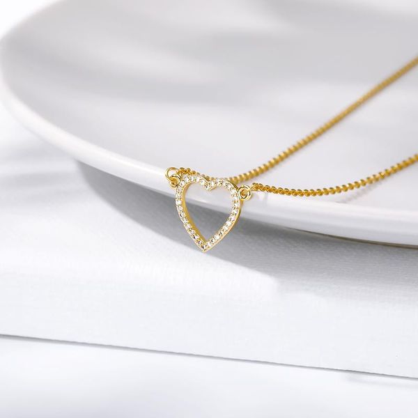 

pendant necklaces hollows love heart necklace women fashion jewelry stainless steel ketting pendents birthday gifts collares de moda, Silver