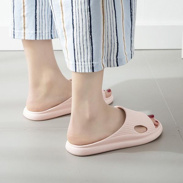 

slippers thick platform women indoor bathroom slipper soft eva anti-slip lovers home floor slides men summer shoes sandals, Black