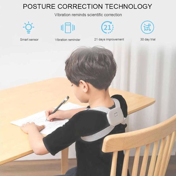 

posture corrector humpback instrument shouldercorrection with automatic sensor and vibrate relief for adults kids back support, Black;blue