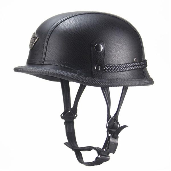 

motorcycle helmet german leather vintage casco moto open face retro half chopper biker pilot summer. helmets