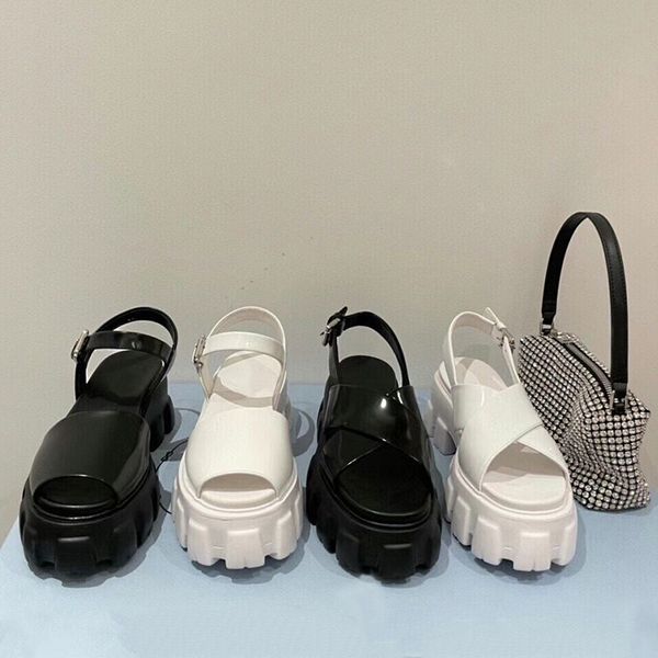 

sandals slippers 2021 summer thick soled sandals women's tank bottom crossed one line with elevated sandals zly, Black