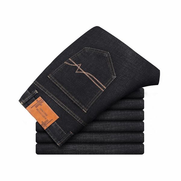 

men's jeans classic black business casual spring stretch denim pants plus size 42 44 46 male autumn brand cowboy trousers, Blue
