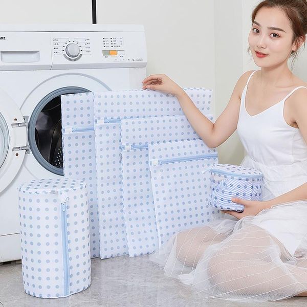 

7pcs polyester mesh laundry bag washing net for underwear sock machine pouch clothes bra bags wholesale